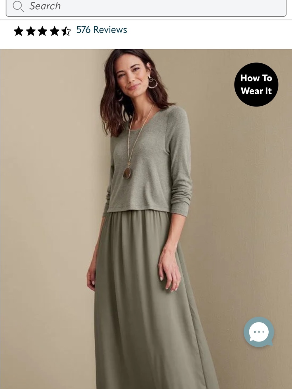 Soft Surroundings Olive Green Layered Maxi Dress